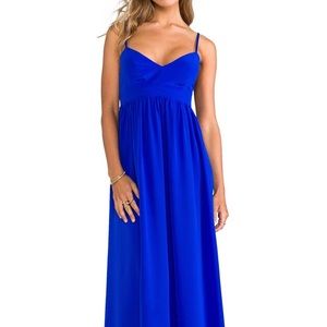Amanda Uprichard Silk Blue V Neck Maxi Dress